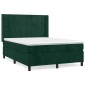 vidaXL Κρεβάτι Boxspring με Στρώμα Σκούρο Πράσινο 140x200εκ. Βελούδινο