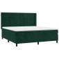 vidaXL Κρεβάτι Boxspring με Στρώμα Σκούρο Πράσινο 160x200εκ. Βελούδινο