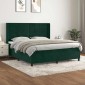 vidaXL Κρεβάτι Boxspring με Στρώμα Σκούρο Πράσινο 180x200εκ. Βελούδινο