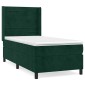 vidaXL Κρεβάτι Boxspring με Στρώμα Σκούρο Πράσινο 90x200 εκ. Βελούδινο