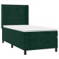 vidaXL Κρεβάτι Boxspring με Στρώμα Σκούρο Πράσινο 90x200 εκ. Βελούδινο