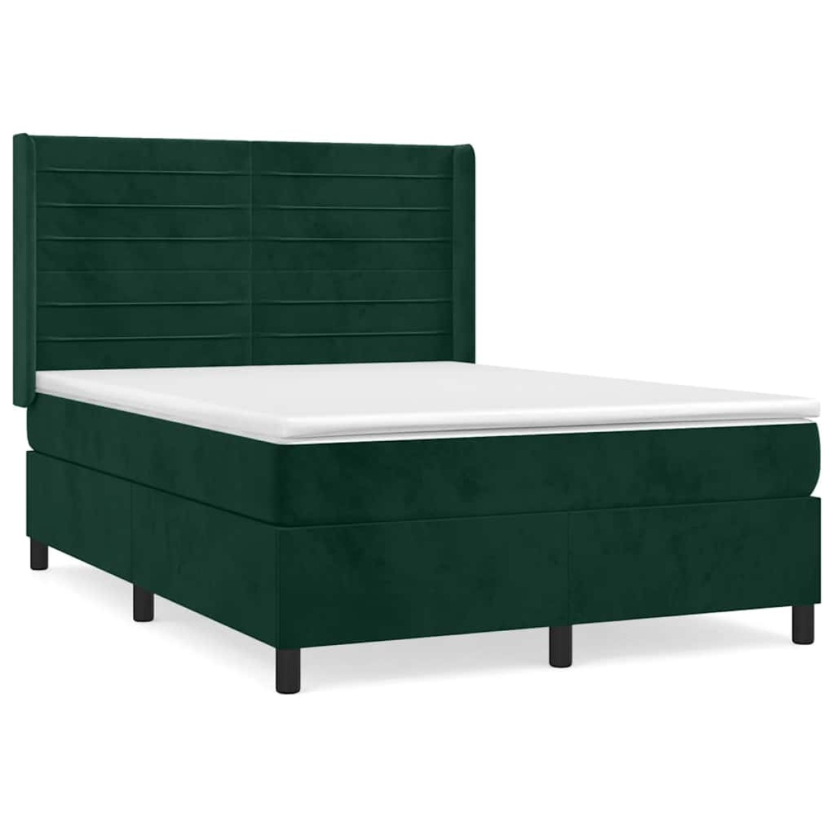 vidaXL Κρεβάτι Boxspring με Στρώμα Σκούρο Πράσινο 140x190εκ. Βελούδινο