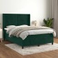 vidaXL Κρεβάτι Boxspring με Στρώμα Σκούρο Πράσινο 140x190εκ. Βελούδινο