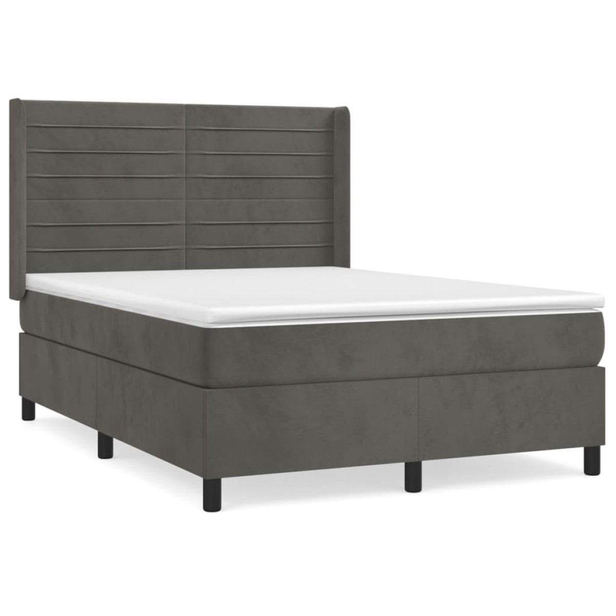 vidaXL Κρεβάτι Boxspring με Στρώμα Σκούρο Γκρι 140x200 εκ. Βελούδινο