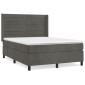 vidaXL Κρεβάτι Boxspring με Στρώμα Σκούρο Γκρι 140x200 εκ. Βελούδινο
