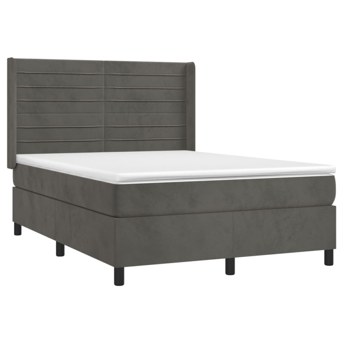 vidaXL Κρεβάτι Boxspring με Στρώμα Σκούρο Γκρι 140x200 εκ. Βελούδινο