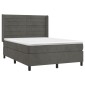 vidaXL Κρεβάτι Boxspring με Στρώμα Σκούρο Γκρι 140x200 εκ. Βελούδινο
