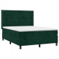 vidaXL Κρεβάτι Boxspring με Στρώμα Σκούρο Πράσινο 140x200εκ. Βελούδινο