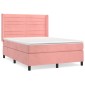 vidaXL Κρεβάτι Boxspring με Στρώμα Ροζ 140x200 εκ. Βελούδινο