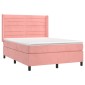 vidaXL Κρεβάτι Boxspring με Στρώμα Ροζ 140x200 εκ. Βελούδινο