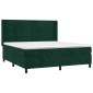 vidaXL Κρεβάτι Boxspring με Στρώμα Σκούρο Πράσινο 160x200εκ. Βελούδινο