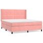 vidaXL Κρεβάτι Boxspring με Στρώμα Ροζ 160x200 εκ. Βελούδινο
