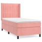vidaXL Κρεβάτι Boxspring με Στρώμα Ροζ 90x190 εκ. Βελούδινο