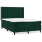 vidaXL Κρεβάτι Boxspring με Στρώμα Σκούρο Πράσινο 140x190εκ. Βελούδινο