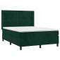 vidaXL Κρεβάτι Boxspring με Στρώμα Σκούρο Πράσινο 140x190εκ. Βελούδινο