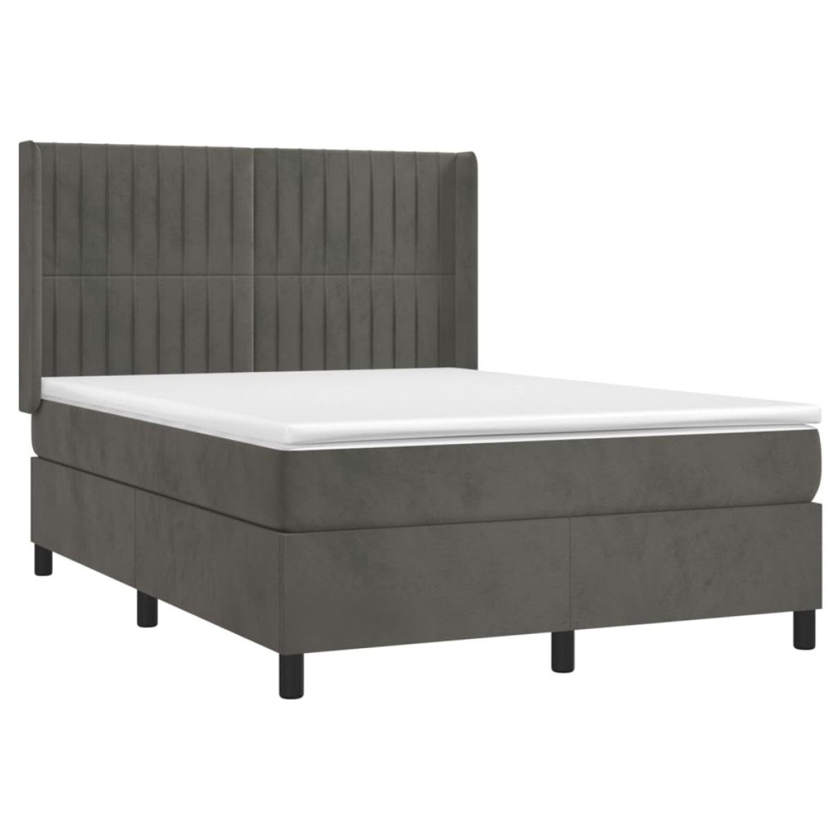 vidaXL Κρεβάτι Boxspring με Στρώμα Σκούρο Γκρι 140x200 εκ. Βελούδινο