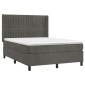 vidaXL Κρεβάτι Boxspring με Στρώμα Σκούρο Γκρι 140x200 εκ. Βελούδινο