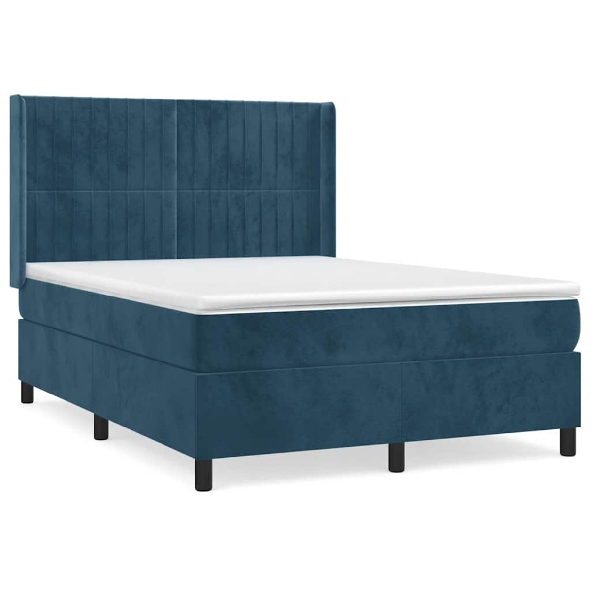 vidaXL Κρεβάτι Boxspring με Στρώμα Σκούρο Μπλε 140x200 εκ. Βελούδινο