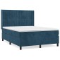 vidaXL Κρεβάτι Boxspring με Στρώμα Σκούρο Μπλε 140x200 εκ. Βελούδινο