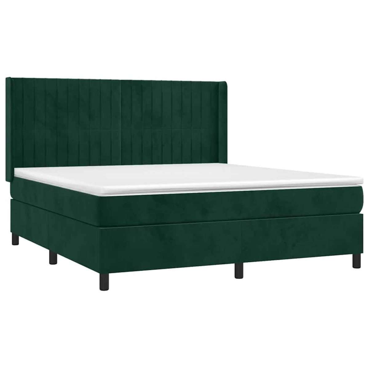 vidaXL Κρεβάτι Boxspring με Στρώμα Σκούρο Πράσινο 180x200εκ. Βελούδινο