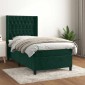 vidaXL Κρεβάτι Boxspring με Στρώμα Σκούρο Πράσινο 90x190 εκ. Βελούδινο