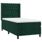 vidaXL Κρεβάτι Boxspring με Στρώμα Σκούρο Πράσινο 90x200 εκ. Βελούδινο