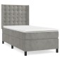 vidaXL Κρεβάτι Boxspring με Στρώμα Ανοιχτό Γκρι 80x200 εκ. Βελούδινο