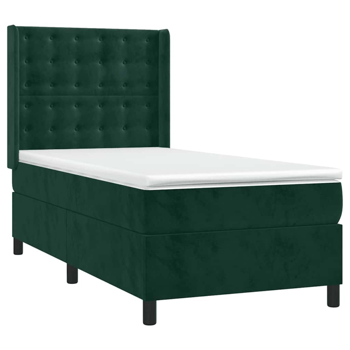 vidaXL Κρεβάτι Boxspring με Στρώμα Σκούρο Πράσινο 80x200 εκ. Βελούδινο