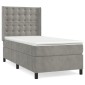 vidaXL Κρεβάτι Boxspring με Στρώμα Ανοιχτό Γκρι 90x190 εκ. Βελούδινο