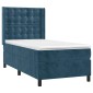 vidaXL Κρεβάτι Boxspring με Στρώμα Σκούρο Μπλε 90x190 εκ. Βελούδινο