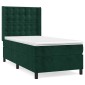 vidaXL Κρεβάτι Boxspring με Στρώμα Σκούρο Πράσινο 90x200 εκ. Βελούδινο