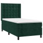 vidaXL Κρεβάτι Boxspring με Στρώμα Σκούρο Πράσινο 90x200 εκ. Βελούδινο