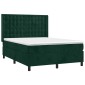 vidaXL Κρεβάτι Boxspring με Στρώμα Σκούρο Πράσινο 140x200εκ. Βελούδινο