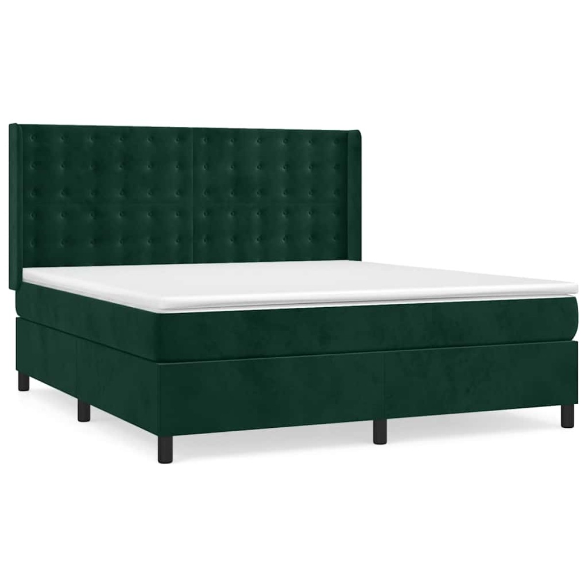 vidaXL Κρεβάτι Boxspring με Στρώμα Σκούρο Πράσινο 160x200εκ. Βελούδινο