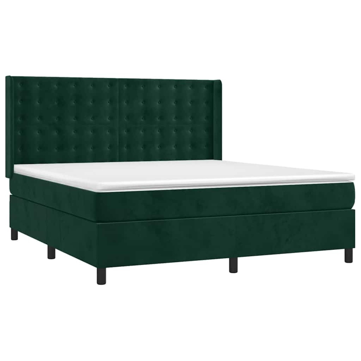 vidaXL Κρεβάτι Boxspring με Στρώμα Σκούρο Πράσινο 160x200εκ. Βελούδινο