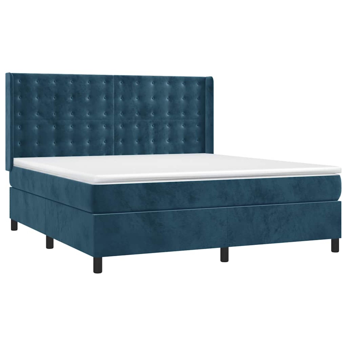 vidaXL Κρεβάτι Boxspring με Στρώμα Σκούρο Μπλε 160x200 εκ. Βελούδινο