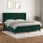 vidaXL Κρεβάτι Boxspring με Στρώμα Σκούρο Πράσινο 200x200εκ. Βελούδινο