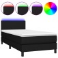 vidaXL Κρεβάτι Boxspring με Στρώμα & LED Μαύρο 90x190 εκ. Υφασμάτινο