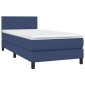 vidaXL Κρεβάτι Boxspring με Στρώμα & LED Μπλε 90x200 εκ. Υφασμάτινο