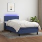 vidaXL Κρεβάτι Boxspring με Στρώμα & LED Μπλε 90x200 εκ. Υφασμάτινο