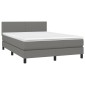 vidaXL Κρεβάτι Boxspring με Στρώμα & LED Σκ.Γκρι 140x200 εκ Υφασμάτινο