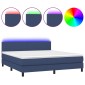 vidaXL Κρεβάτι Boxspring με Στρώμα & LED Μπλε 160x200 εκ. Υφασμάτινο