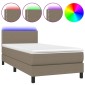 vidaXL Κρεβάτι Boxspring με Στρώμα & LED Taupe 90x190 εκ. Υφασμάτινο