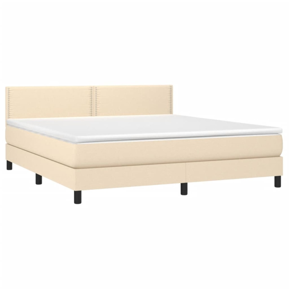 vidaXL Κρεβάτι Boxspring με Στρώμα & LED Κρεμ 180x200 εκ. Υφασμάτινο