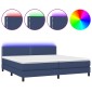 vidaXL Κρεβάτι Boxspring με Στρώμα & LED Μπλε 200x200 εκ. Υφασμάτινο