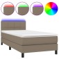 vidaXL Κρεβάτι Boxspring με Στρώμα & LED Taupe 80x200 εκ. Υφασμάτινο