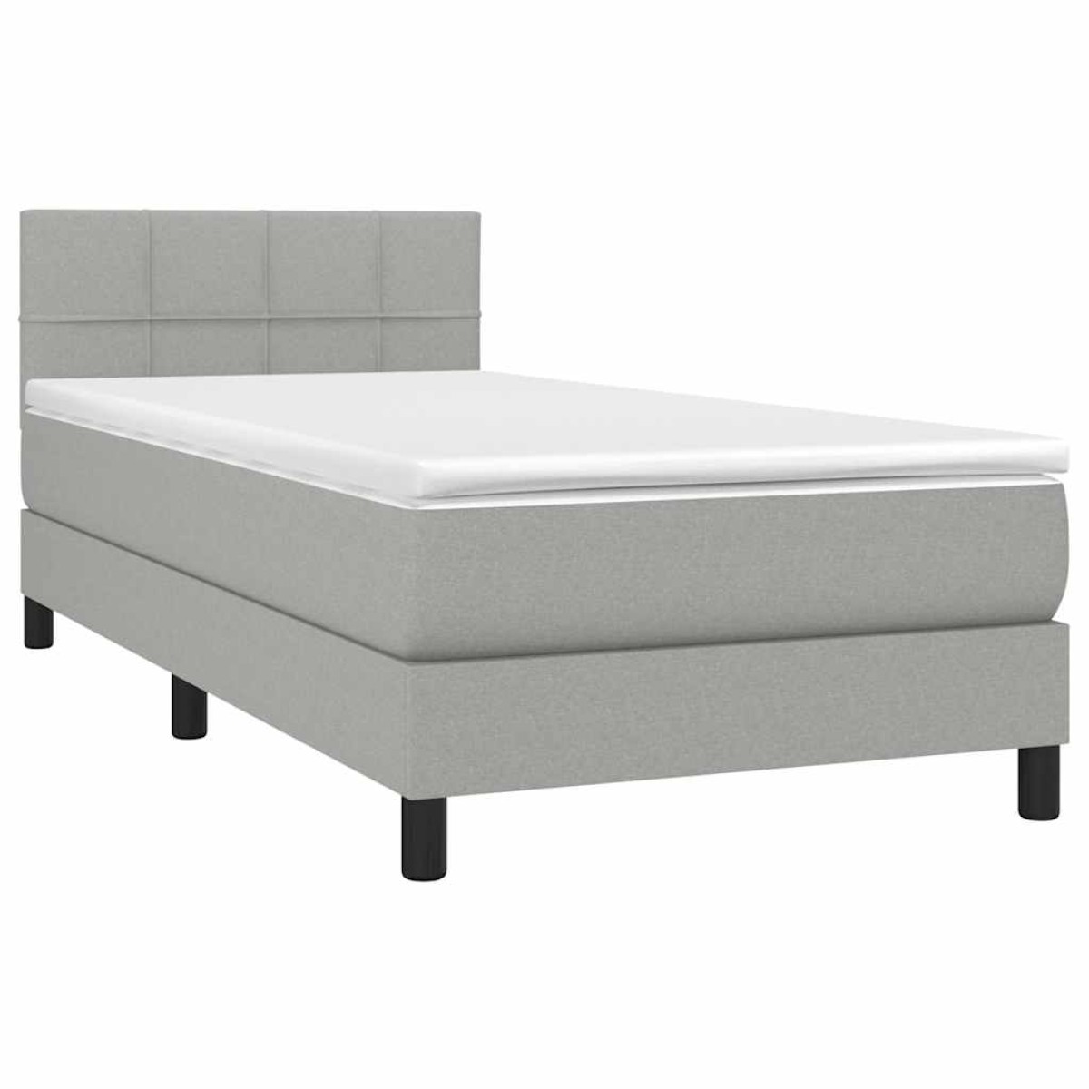 vidaXL Κρεβάτι Boxspring με Στρώμα & LED Αν.Γκρι 90x190 εκ. Υφασμάτινο