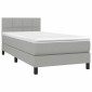 vidaXL Κρεβάτι Boxspring με Στρώμα & LED Αν.Γκρι 90x190 εκ. Υφασμάτινο