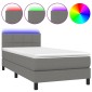 vidaXL Κρεβάτι Boxspring με Στρώμα & LED Σκ.Γκρι 90x190 εκ. Υφασμάτινο