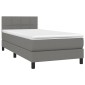 vidaXL Κρεβάτι Boxspring με Στρώμα & LED Σκ.Γκρι 90x190 εκ. Υφασμάτινο